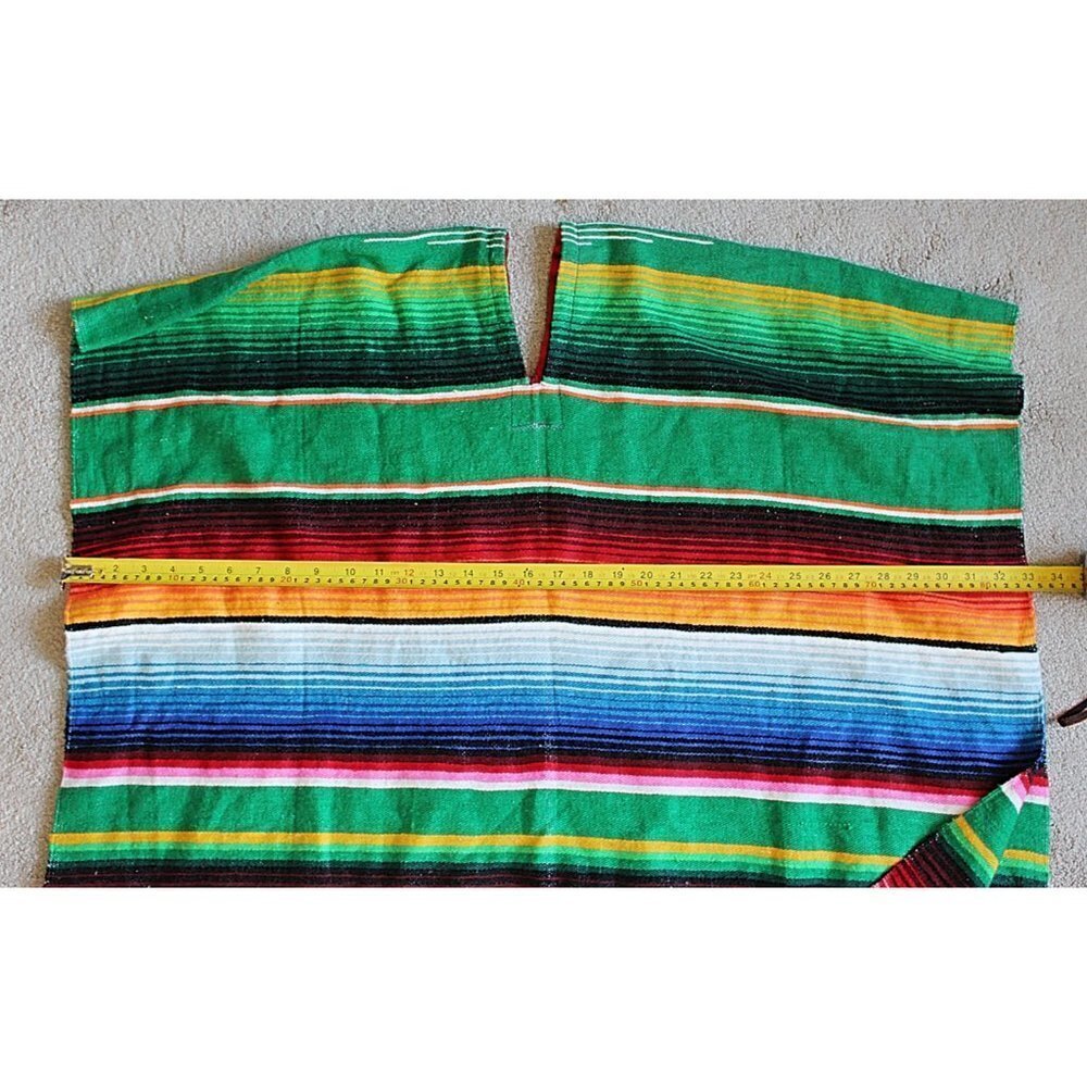 Maxi Length Mexican Serape or Blanket with Fringe - Picture 5 of 6